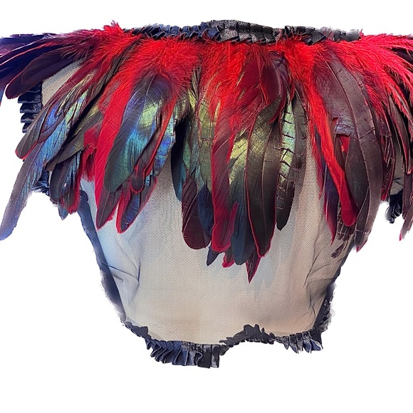 Rooster Feathers Shawl Mini Bolero Jacket- OS - Picture 2 of 5